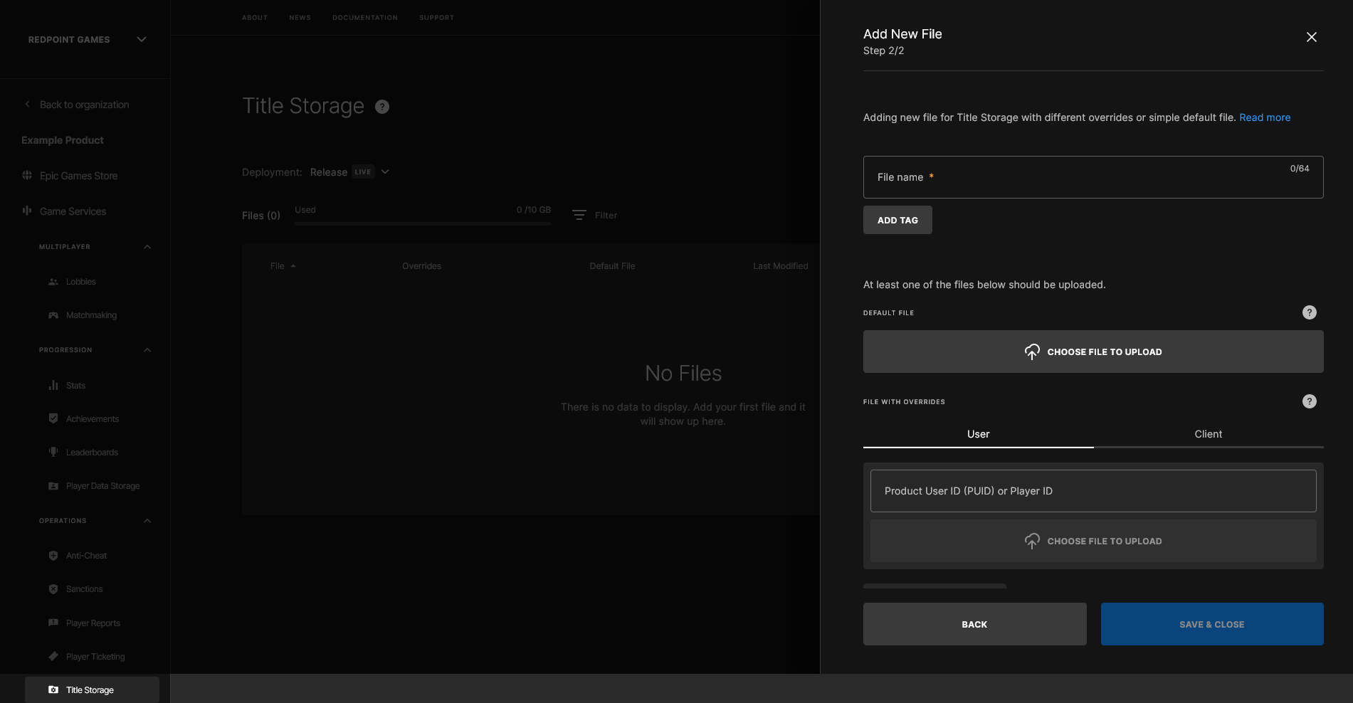 A screenshot of adding files