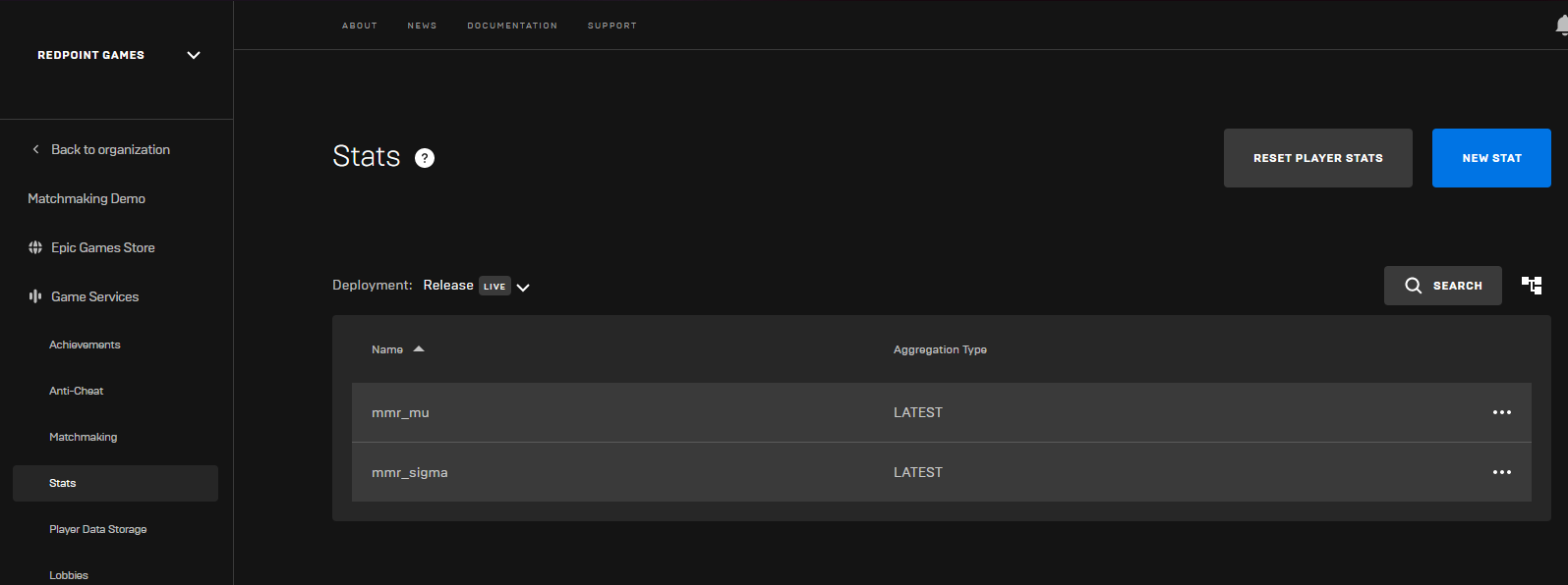 A screenshot of the Epic Games Developer Portal