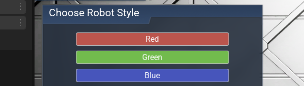 A screenshot of red, green and blue buttons that the player can use to change the player's color
