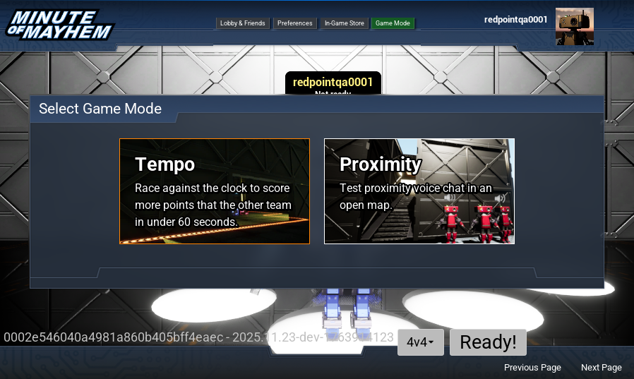 The new game mode selection screen in Minute of Mayhem.