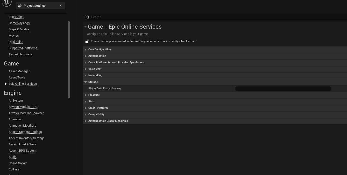 A screenshot of where to find the encryption key