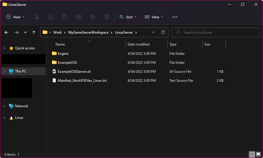 Your game server binaries should appear inside the LinuxServer folder
