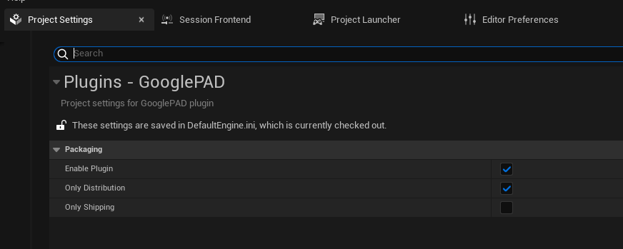 A screenshot of the GooglePAD configuration
