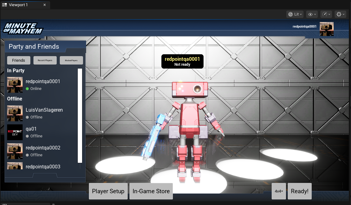 A screenshot of the example project being already signed in